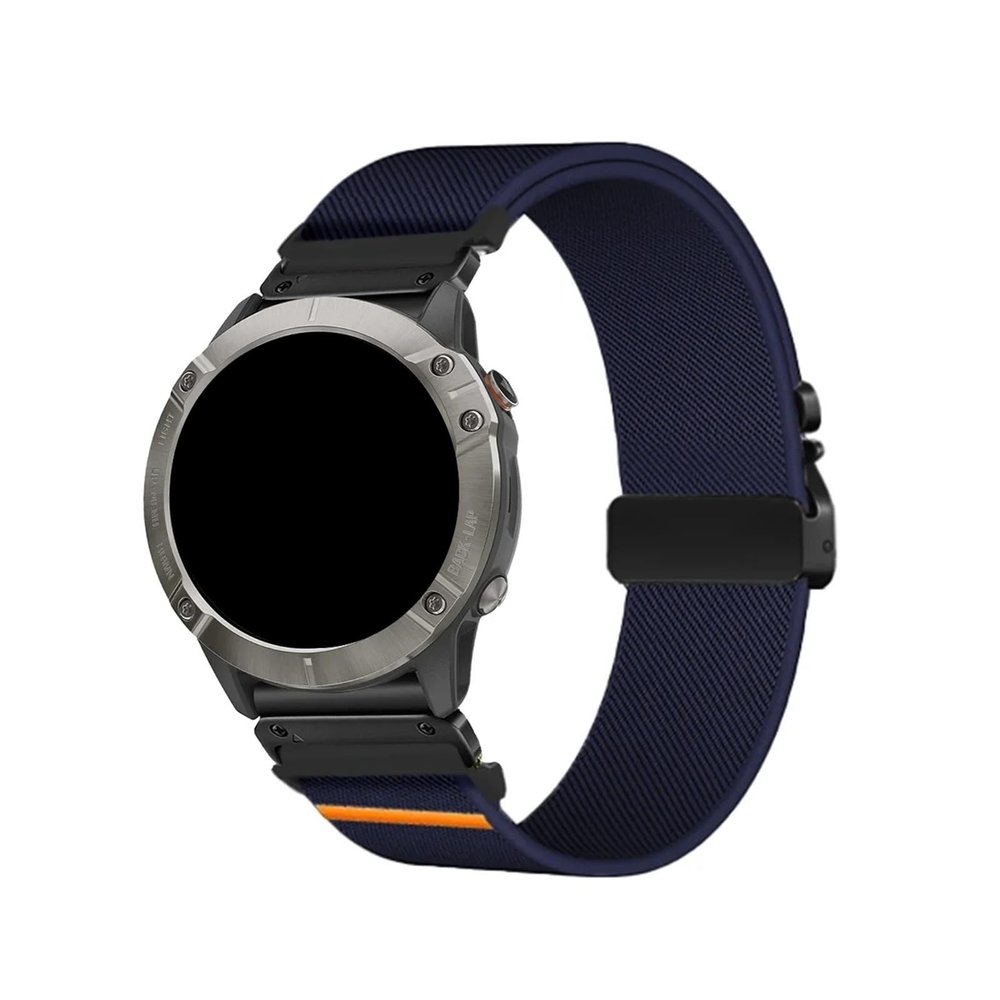 22mm 26mm Nylon Elastic Strap For Garmin Fenix 8 7 7X 6 6X 5XPlus Quick Fit Sports Band Accessories(Dark Blue Black,26mm)
