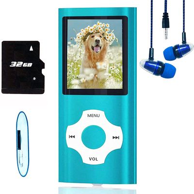 MP3 Player, Hotechs MP3 Music Player with 32GB Memory SD Card Slim Classic Digital LCD 1.82'' Screen Mini USB Port with FM Radio, Voice Record