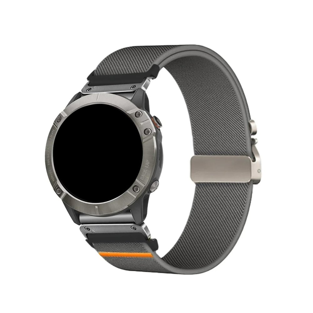 22mm 26mm Nylon Elastic Strap For Garmin Fenix 8 7 7X 6 6X 5XPlus Quick Fit Sports Band Accessories(Dark Grey Silver,22mm)