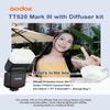 Godox TT520III Universal Bounce Flash Kit with Diffuser for Canon, Nikon, Sony, Fuji, Olympus Single-Contact Hot Shoe Cameras, 433MHz Wireless Speedlite, GN33, 400 Flashes, S1/S2 Optical Slave Modes view 2