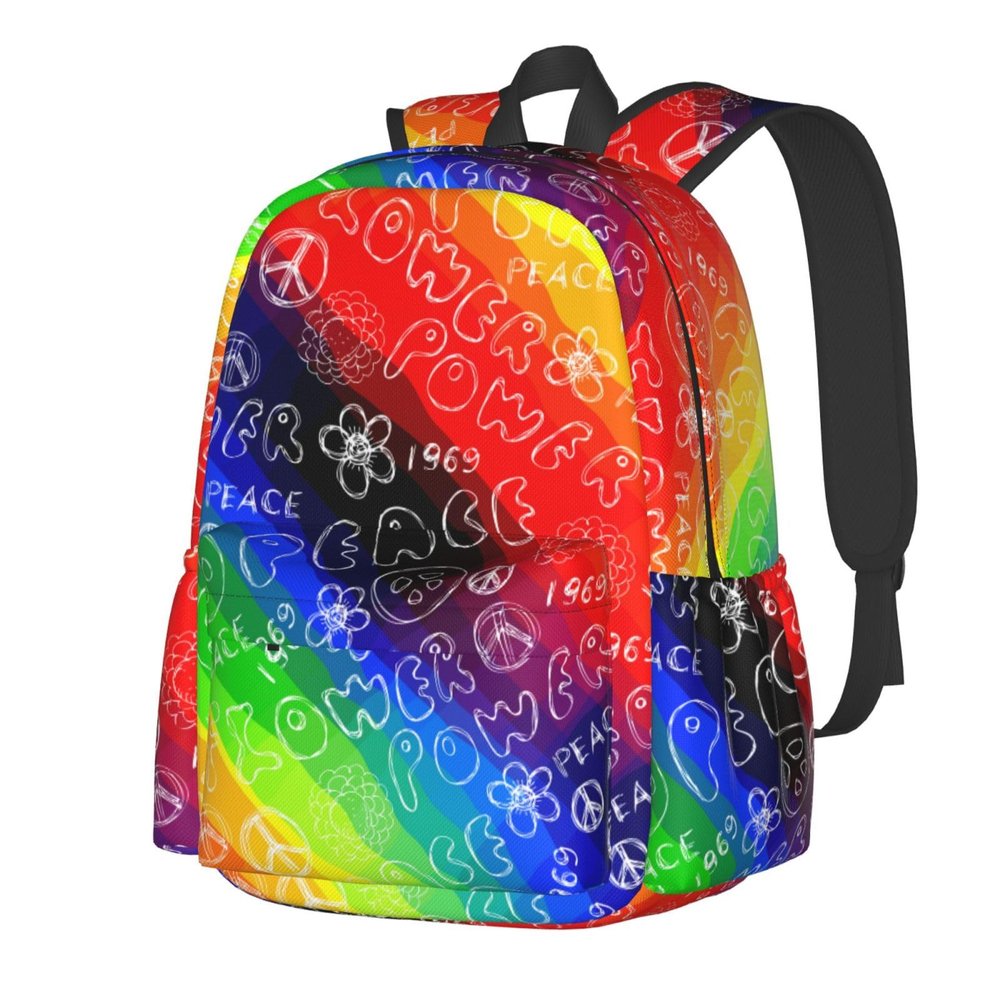 ixygoiv Rainbow Hippie Peace Sign Art Backpacks 15 Inch Laptop Backpack Multipurpose Double Shoulder Bag for Men Women Gifts