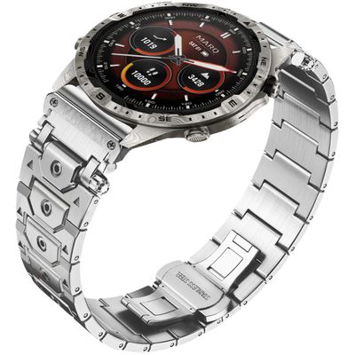 22mm Titan Steel Bands Compatible for Fenix 8 47mm/7/6/5 Band,Quick Fit Rugged Mecha Metal with Folding Clasp for Epix Gen 2 47mm/Forerunner 745/935/945/955/965/45mm Instinct 3/2/MARQ,Men (Silver, 22MM)