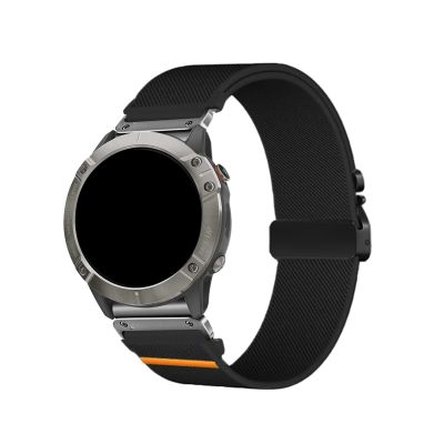 22mm 26mm Nylon Elastic Strap For Garmin Fenix 8 7 7X 6 6X 5XPlus Quick Fit Sports Band Accessories(Black Silver,22mm)