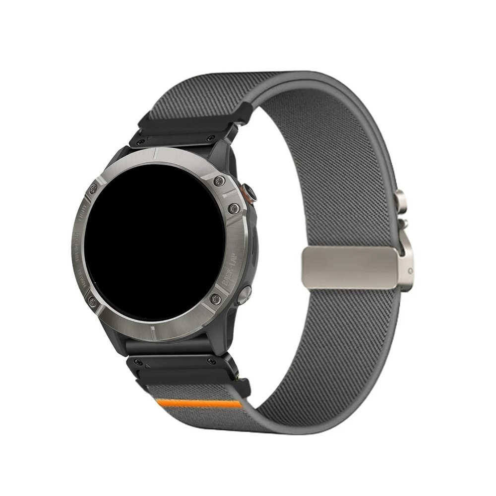 22mm 26mm Nylon Elastic Strap For Garmin Fenix 8 7 7X 6 6X 5XPlus Quick Fit Sports Band Accessories(Dark Grey Black,22mm)