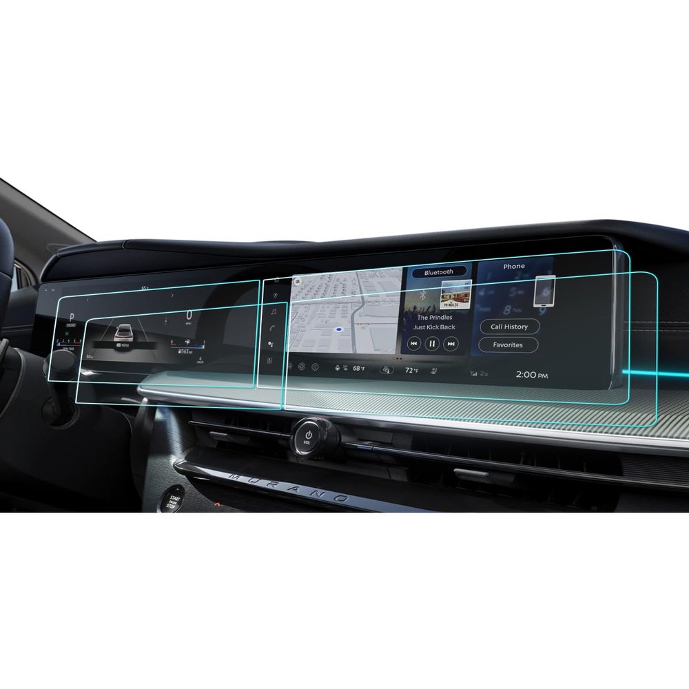 (4PCS) 2025 2026 Murano Screen Protector For Nissan Murano (SV/SL/Platinum) 12.3Inch Navi+12.3Inch Dash Touchscreen Cover, 2025 2026 Murano Accessories Navigation HD Transparent Nano Film Anti-Fingerprints