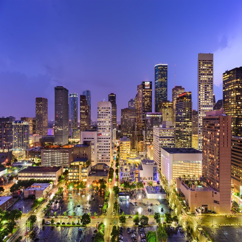 Loccor 17x10ft Fabric Houston Skyscraper Backdrop for Photography City Downtown Night Buildings Skyline Photography Background Travel Party Decorations Photo Props