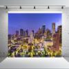 Loccor 17x10ft Fabric Houston Skyscraper Backdrop for Photography City Downtown Night Buildings Skyline Photography Background Travel Party Decorations Photo Props view 4
