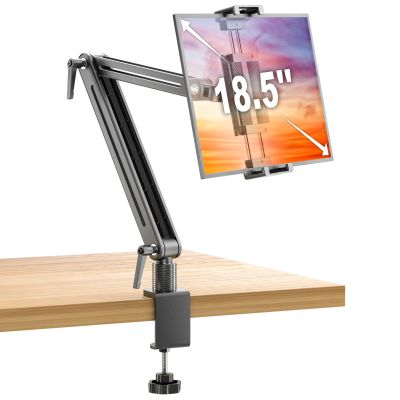 Adjustable Portable Monitor Stand 15.6" - 360 Rotating Base Tall Tablet Desk Arm Holder Stand for iPad Air/Pro/Mini Swivel Flexible Bed Clamp Mount Soporte para Tablet/Monitor Portatil/Ereader