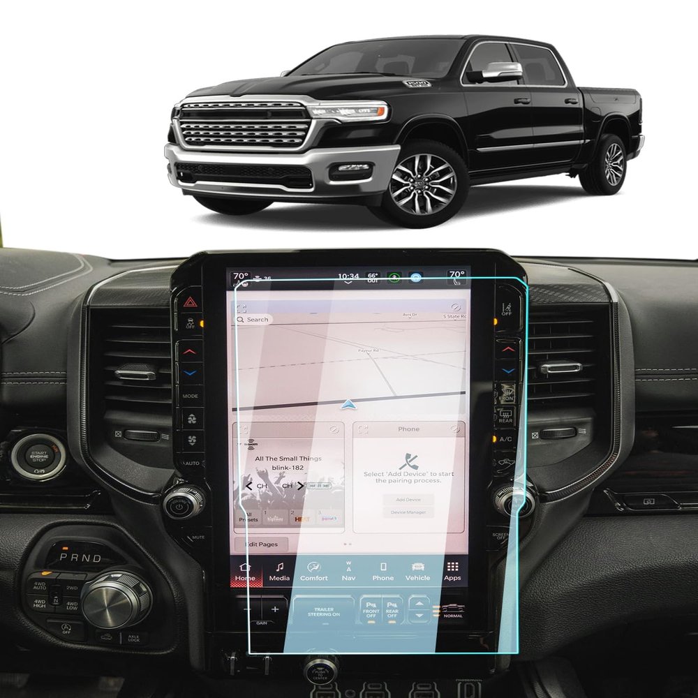 2025-2026 Dodge Ram 1500 Screen Protector -For Ram 1500/2500/3500 (Laramie/Rebel/RHO/Limited/Limited Longhorn/Tungsten) Uconnect 5 14.4Inch Touchscreen, 2025+ Ram Accessories Navigation Uconnect 9H Tempered Glass
