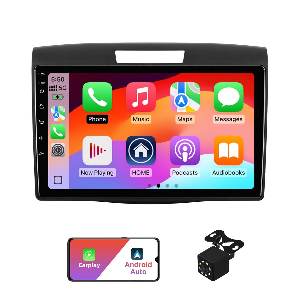 2+32G Android 13 Double Din Car Stereo for Honda CR-V 2012-2016 with 9 Inch Touchscreen Radio Built-in Wireless Carplay/Android Auto/GPS/Bluetooth/FM/AUX-in/SWC/Backup Camera(Without Air Outlet)