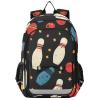 Krafig Bowling Pins Balls Stars Backpack Girls Boys Elementary Bookbags School Bags Laptop Backpack Travel Daypack Safe Reflective Stripes view 1