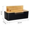 Catekro Cable Management Box with Bamboo Lid Cell Phone Tablet Holder Plug Data Cable Storage Charging Organizer Charger Cord Box for Home and Office Electrical Plug Storage(Black) view 2