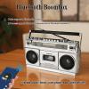 Retro Classic 80s Style Portable Boombox with Cassette Player Recorder, AM/FM/SW1/SW2 Radio, Bluetooth, USB/Micro SD Slots, Headphone Jack, 24W Dual Full-Range High Bass Speakers view 4