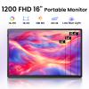 DZVW Laptop Screen Extender Portable Monitor - Dual 16" 1200P FHD Travel Monitor Fit for 13-17" Laptops Plug & Play 360 Rotating Detachable Stand Height Adjustable for Travel/Work/Study view 2