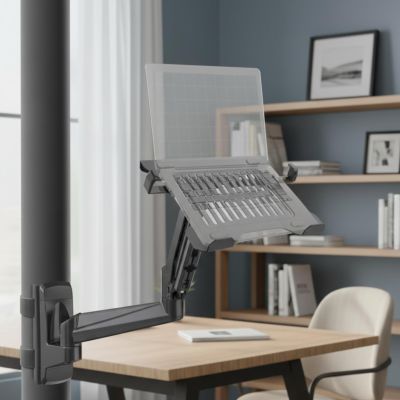 CondoMounts CLMLTP1016 Ergonomic Laptop Mount for Poles | Fits Devices Up to 19" | 360 Rotation | Anti-Slip Tray | Tool-Free Strap Mounting | Outdoor, Industrial & Mobile Workstations