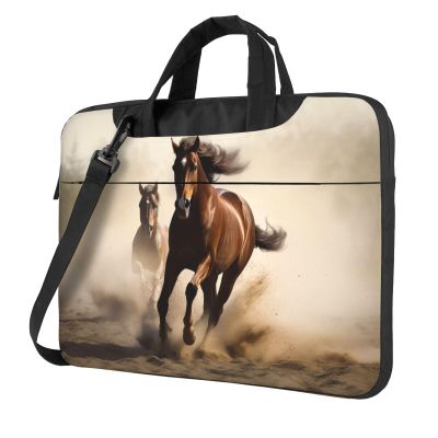 Animals Horse Running Laptop Shoulder Bag For Men Women Briefcase Messenger Bag W/Strap Handle Waterproof Laptop Sleeve Bag 14 Inch