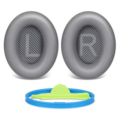 MDOWOK Replacement Earpads Cushions for Bose QuietComfort35&35ii(QC35 II & QC35) Silver Headphones - Professional Positioning Tools Included, Noise-Isolating Memory Foam & Breathable Leather (Grey)