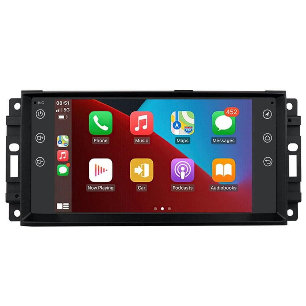 4+64G Android 13 Radio for Jeep Wrangler jk/Dodge RAM/Chrysler 300C,7" Touch Screen GPS Head Units with Carplay Android Auto Bluetooth Mirror Link/WiFi EQ DSP FM/RDS SWC USB+Cam&MIC