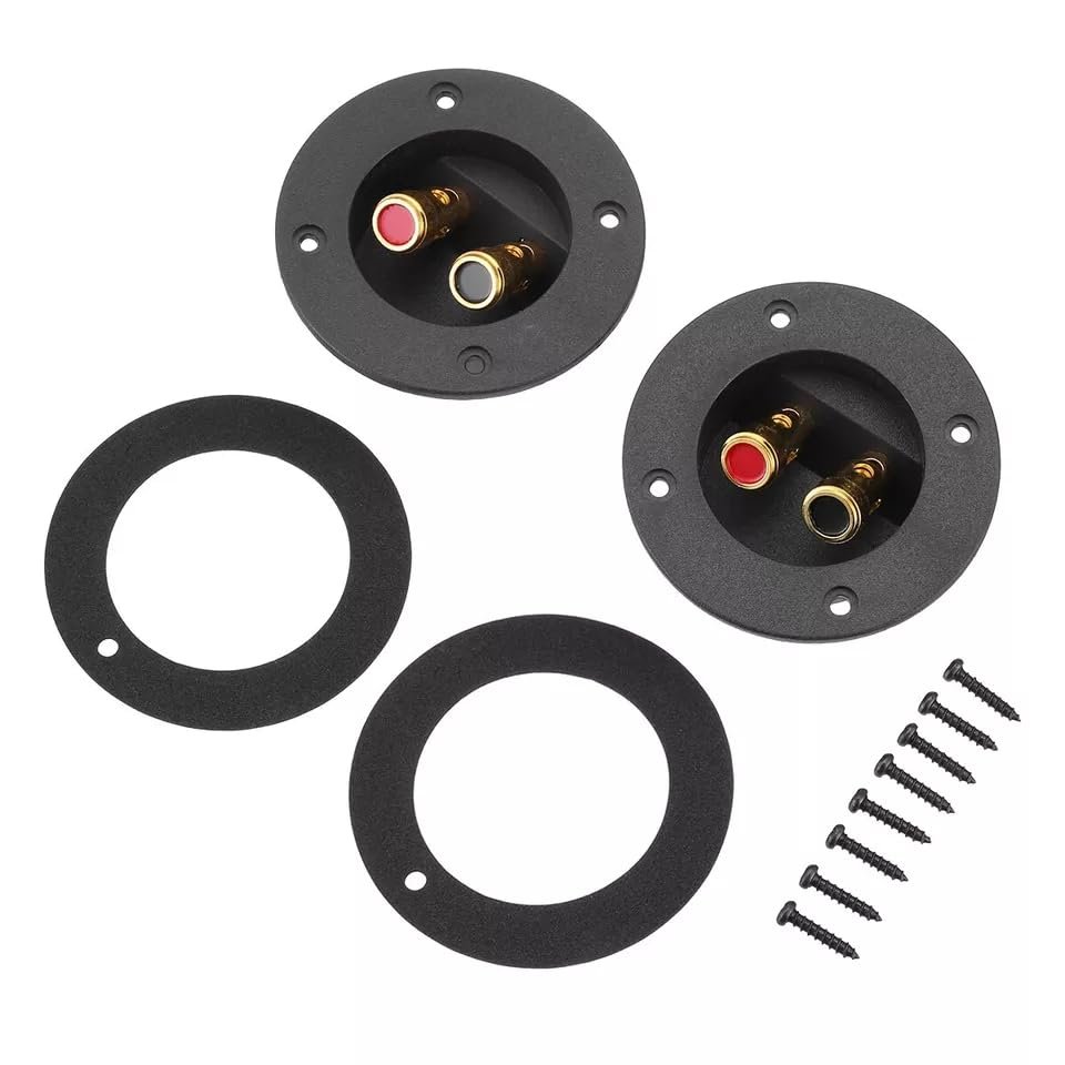 2 Pcs Round Spring Speaker Terminal Cup Connector for Subwoofer Box Enclosure 45mm Cutout
