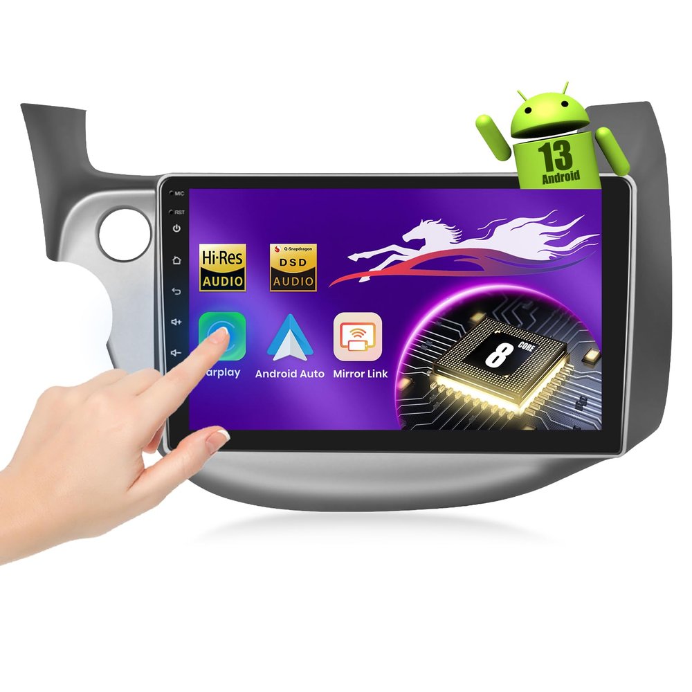 5G WiFi 8Core 4G+64G Car Radio for Honda Fit 2008-2013 DSP/46EQ, 10 inch 1280P QLED Touch Screen Car Stereo with Wireless Carplay Android Auto GPS Bluetooth 5.1 SWC FM/RDS AHD Backup Camera