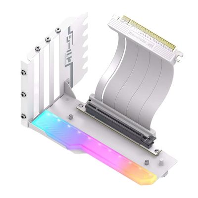 Wuden Vertical GPU Mounting Bracket with PCI-E 4.0 X16 Riser Cable Video Card Support Kit 90 Degree Right Angle White