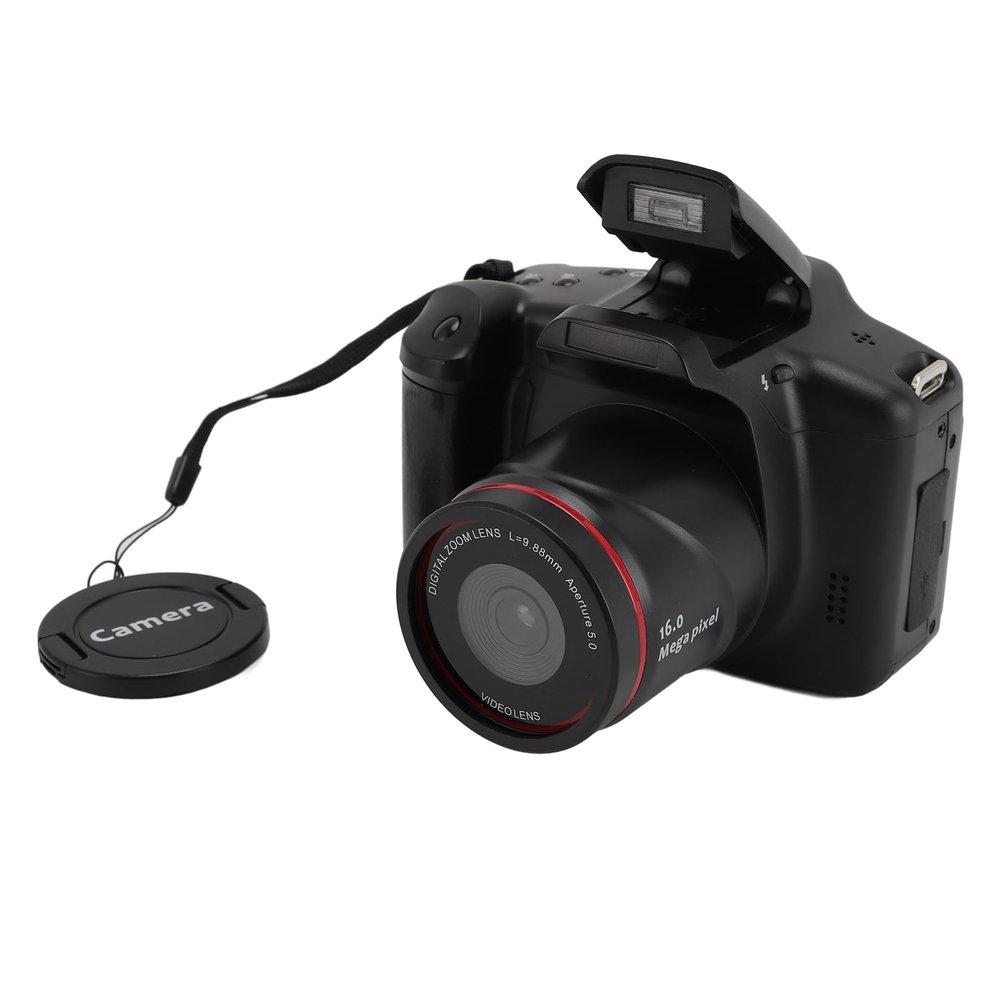16MP Digital Camera, 180 Flip Screen Compact Camera 1080P Video 16X Zoom 2.4 Inch Display with Multi Axis Stabilization for Travel Photography