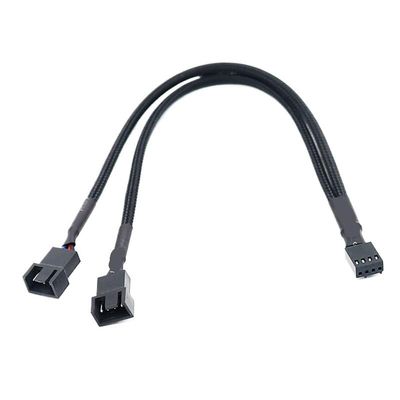 BOXUWFO HONGP 1 to 2 Way Braided Cable Y Splitter 3/4 Pin PWM Male Connector Fan Computer PC Fan Extension Adapter Cable