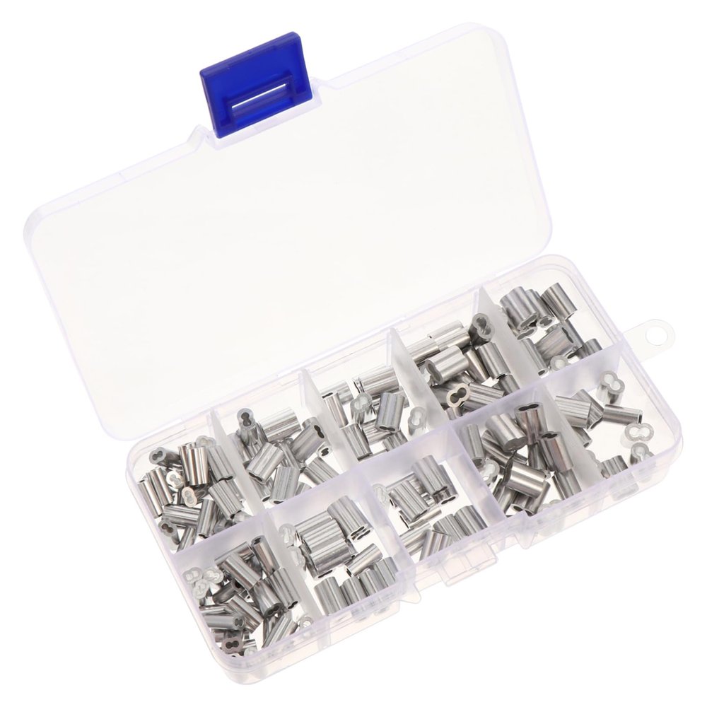 PRETYZOOM 150pcs Aluminum Crimp Sleeve for Fishing Double Connector Rig Ferrule Crimper Fishing Crimp Sleeves Wire Hardware