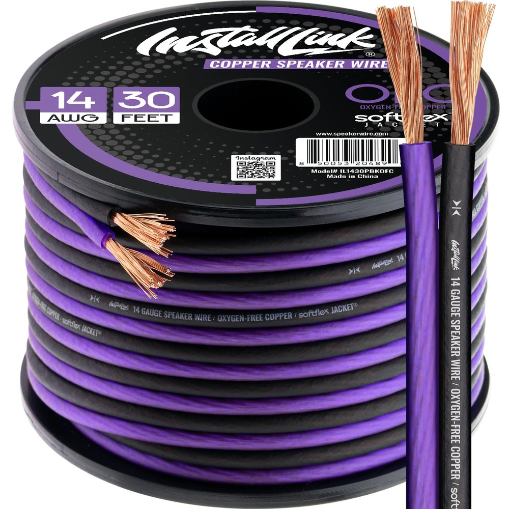 Install Link 14 AWG Gauge Speaker Wire Cable (OFC) Stereo, Car or Home Theater (30 Feet)