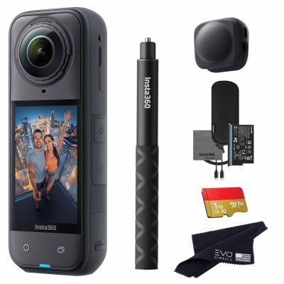Insta360 X5 Basic Bundle-8K Waterproof 360 Action Camera with 1/1.28" 48MP Sensors, 8K 360 HDR Video, 72MP 360 Photo, 4K Single-Lens |Bundle Includes Selfie Stick, Lens Cap (1TB)