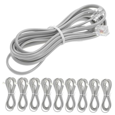 Veemoon 10pcs Cord Phone Data Line Cable Long Phone Cords for Landline Retractable Wire Hair Bands Extension for Office Hotel Fax Answering Machine Accessories