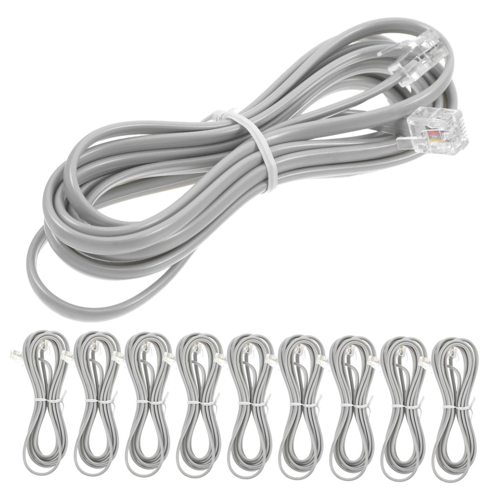 Veemoon 10pcs Cord Phone Data Line Cable Long Phone Cords for Landline Retractable Wire Hair Bands Extension for Office Hotel Fax Answering Machine Accessories