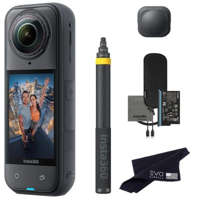 Insta360 X5 Extended Selfie Stick Drone View Bundle ((3m/9.8ft))-8K Waterproof 360 Action Camera with 1/1.28" 48MP Sensors, 8K 360 HDR Video|Bundle Includes 3m Selfie Stick, Lens Cap (No Card)