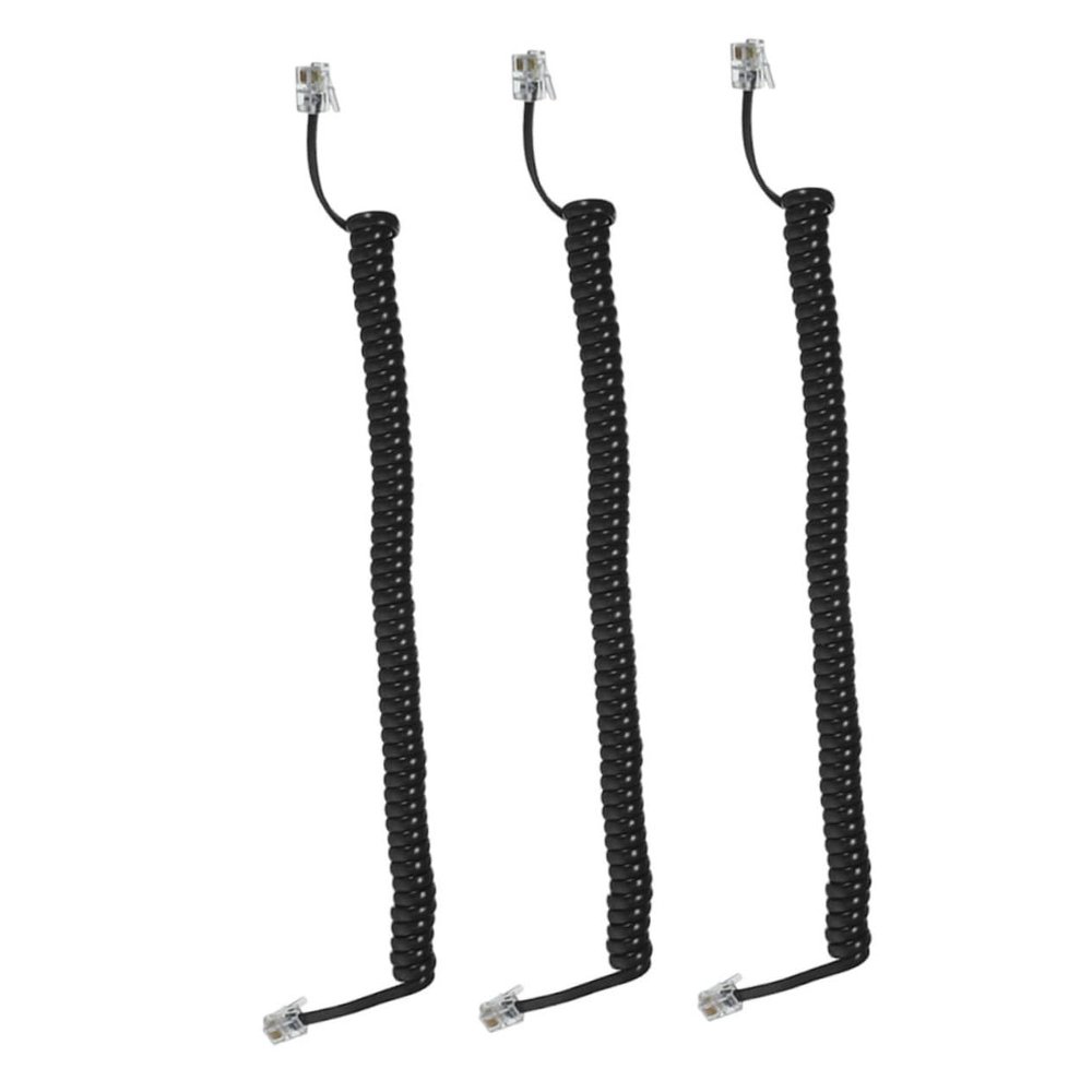 BELLIFFY 3pcs Coiled Telephone Cords Flexible Phone Cable for Landline Use Soft Knot-Resistant Design Stable Signal Transmission for Home Office