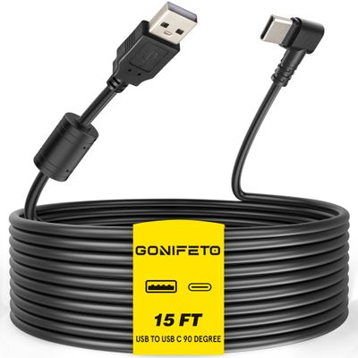 Dash Cam Cable for USB C Dash Cam,15FT 90 Degree Angle Type C Adapter Dash Camera Power Cord with Ferrite Ring Stable Power Delivery,Dashcam Charger Cord for Mirror Camera,Driving Recorder,Car DVR
