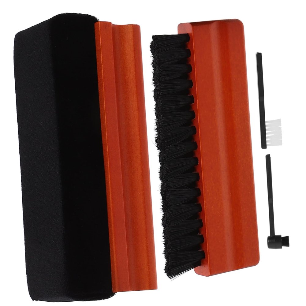 DEARMAMY Complete Vinyl Record Cleaning Tools Record Player Cleaner Kit Brush Set for Turntable Wood Sponge Lint Materials