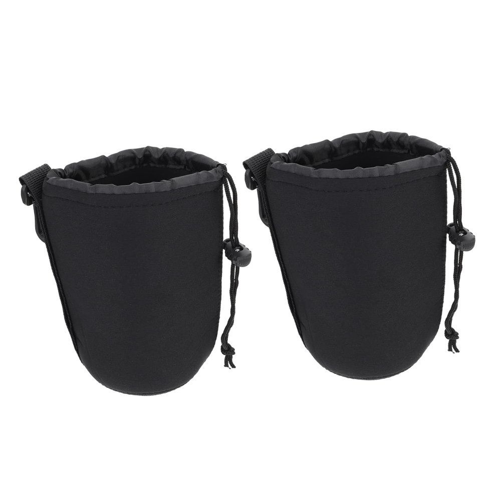 DOITOOL 2pcs Neoprene Camera Lens Pouch Protective Case for Dslr Lenses Moisture and Dust Resistant Portable Drawstring Design for Photographers