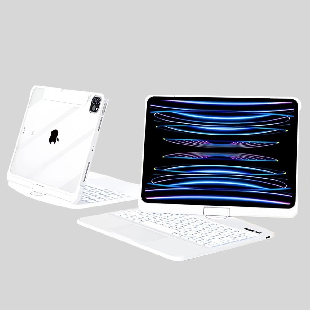kaidisen 360 Rotating Transparent Keyboard for iPad 9th/8th/7th Generation 10.2 inch Touchpad Backlit Keyboard Integrated Foldable Multi-Function Backlight Case