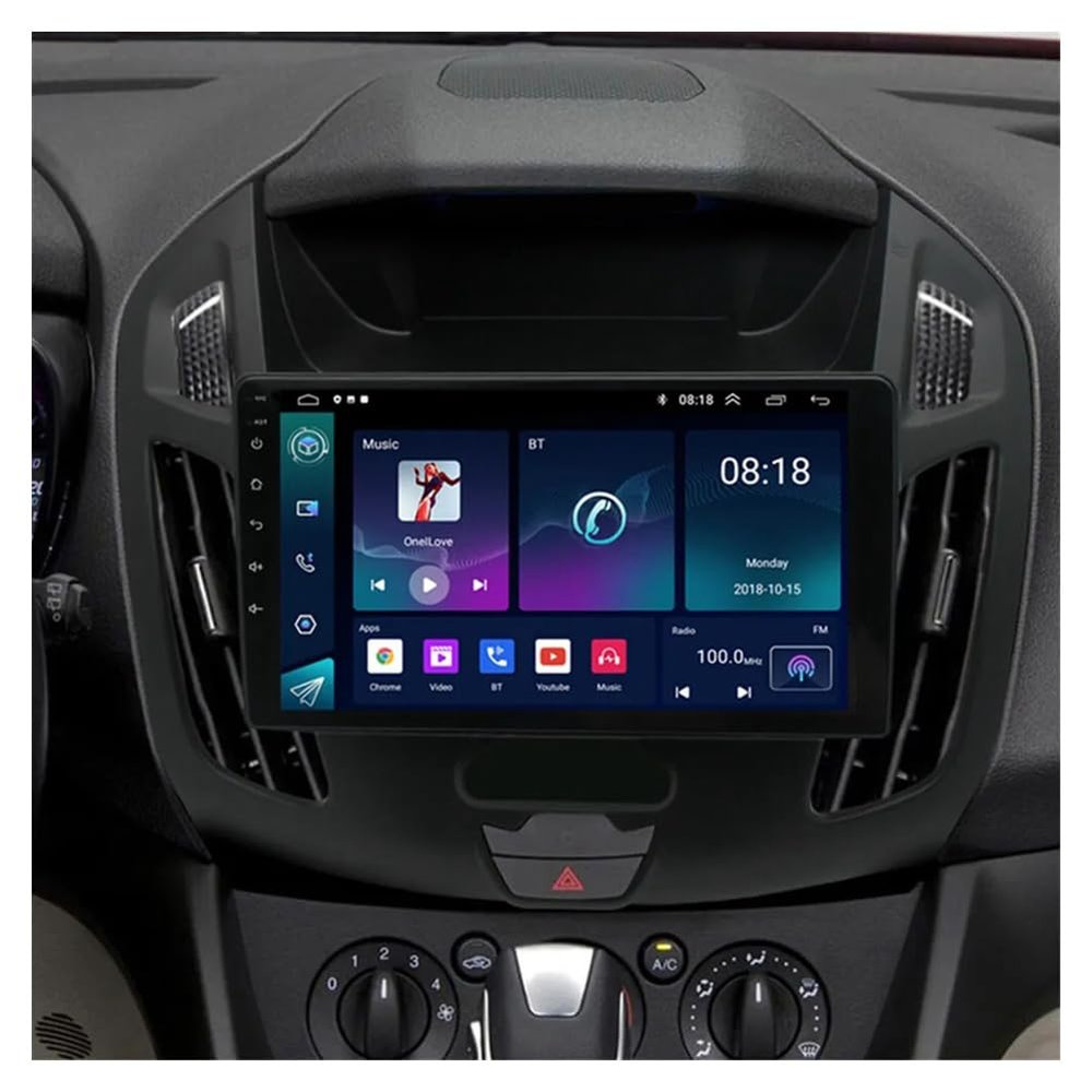 Slakerbe Android 14 Double Din Car Radio Compatible with Ford Transit Connect 2014-2018, 4G+64G 9" Touch Screen Car Stereo with Wireless Carplay Android Auto GPS WiFi Mic Backup Camera