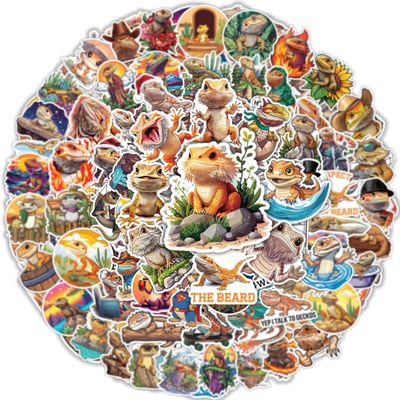 100pcs Bearded Dragon Stickers for Kids Waterproof Decals for Water Bottles Laptop Luggage Computer Scrapbooking Teens Adults Girls Kids Funny Party Birthday Decorations