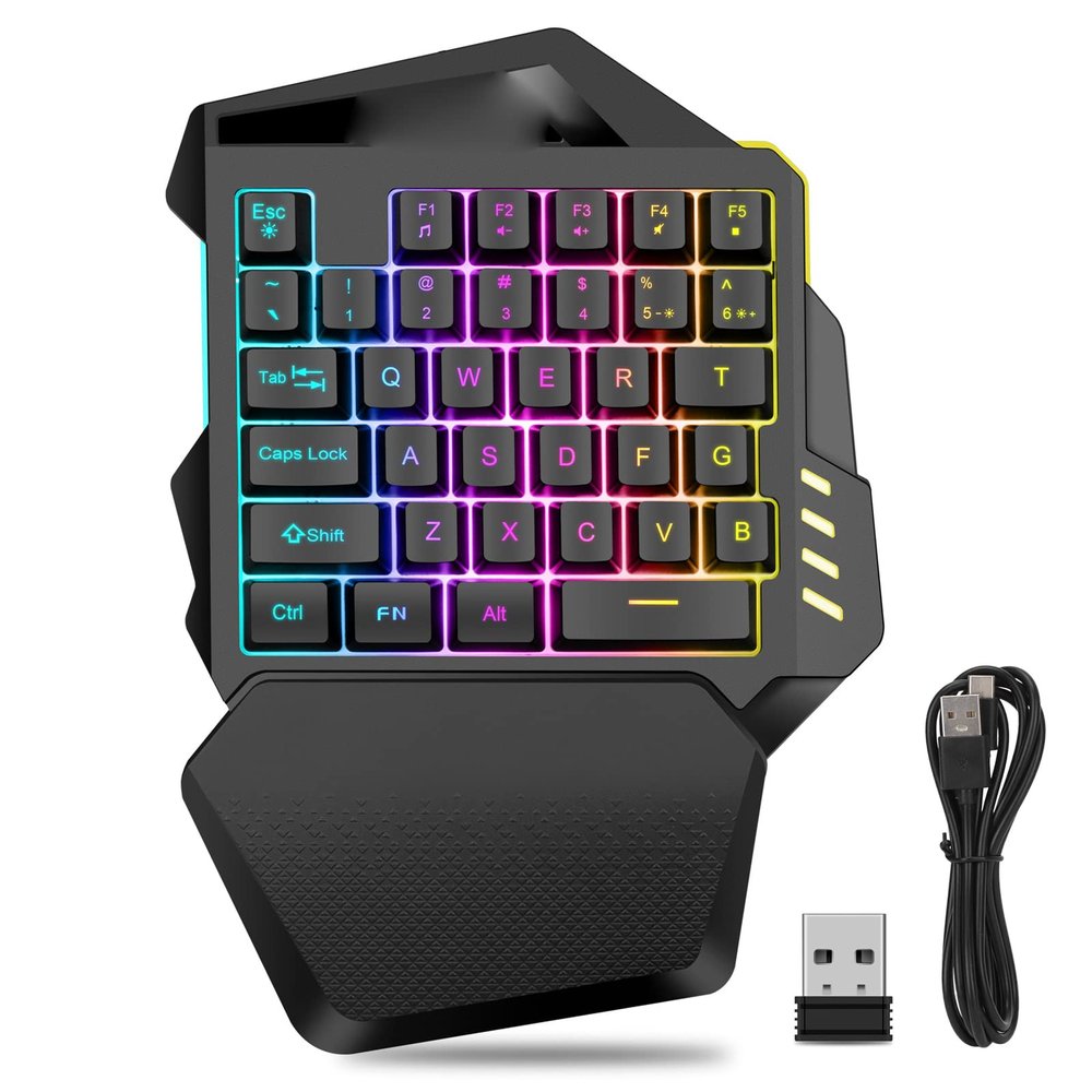 YXKJZHF One Handed Gaming Keyboard Gaming Keyboard Backlit Portable Mini Gaming Keypad Half Keyboard Game Controller