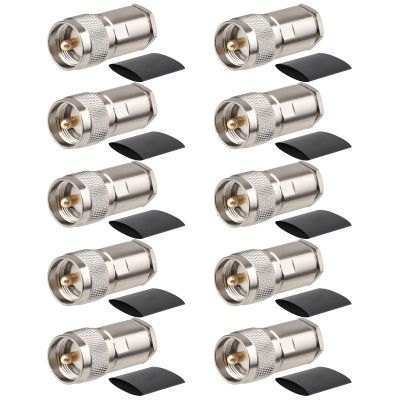 MOOKEERF 10 Pack PL259 Coax Connectors 50 Ohm PL-259 UHF Male Clamp Connector for LMR400 KMR400 RG8 RG8U RG213 Coaxial Cable