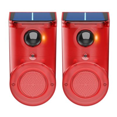 QXMH Solar Outdoor Motion Sensor Alarm: 110db Siren Sound,6 LEDs Flash Warning Strobe Alarm System,Loud Motion Detector Noise Maker. (2 PCS)