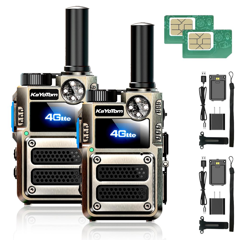 Global Radios Unlimited Range Walkie Talkies Nationwide PTT Walkie-Talkie Long Distance Handheld PoC Two Way Radios Long Range for Logistics,Team and Family,No Monthly Fee (4Pcs with SIM)