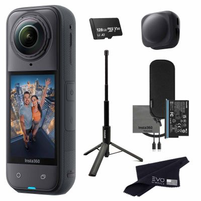 Insta360 X5 Tripod Selfie Stick Bundle -8K Waterproof 360 Action Camera with 1/2" Sensors, 8K 360 HDR Video,Perfect for Matterport 360 House Tour|Bundle Includes Tripod Selfie Stick, Lens Cap(128GB)