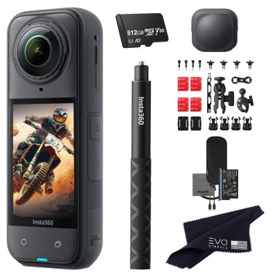 Insta360 X5 Motorcycle Bundle-8K Waterproof 360 Action Camera with 1/1.28" 48MP Sensors, 8K 360 HDR Video, 72MP, 4K Single-Lens |Bundle Includes Motorcycle Bundle, Selfie Stick, Lens Cap (512GB)