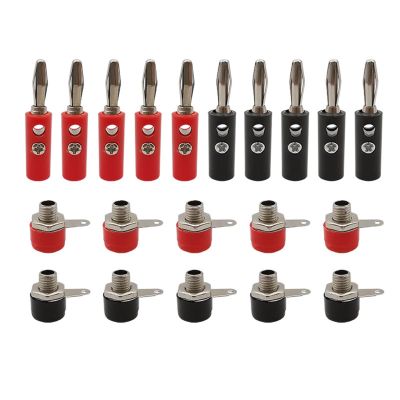 10Pair 4mm Banana Socket Connector Red Black Male Female Binding Post Test Terminal Panel Mount Adapter Connectors