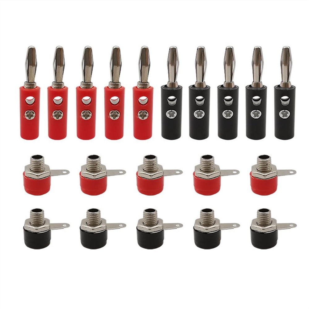 10Pair 4mm Banana Socket Connector Red Black Male Female Binding Post Test Terminal Panel Mount Adapter Connectors