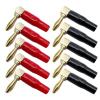 10Pcs/4mm Wire Hole Banana 90 Degree Bend Right Angle Gold Plated Connector with Soft Plastic Sheath(5 Red 5 Black) view 1