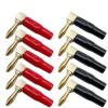 10Pcs/4mm Wire Hole Banana 90 Degree Bend Right Angle Gold Plated Connector with Soft Plastic Sheath(5 Red 5 Black) view 2